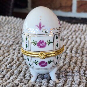 Vintage Egg Shaped Trinket Box